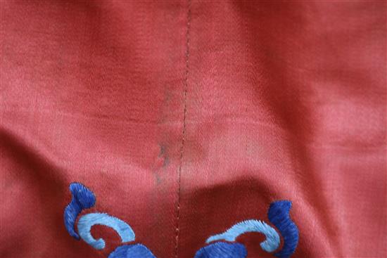 A red silk embroidered Chinese robe